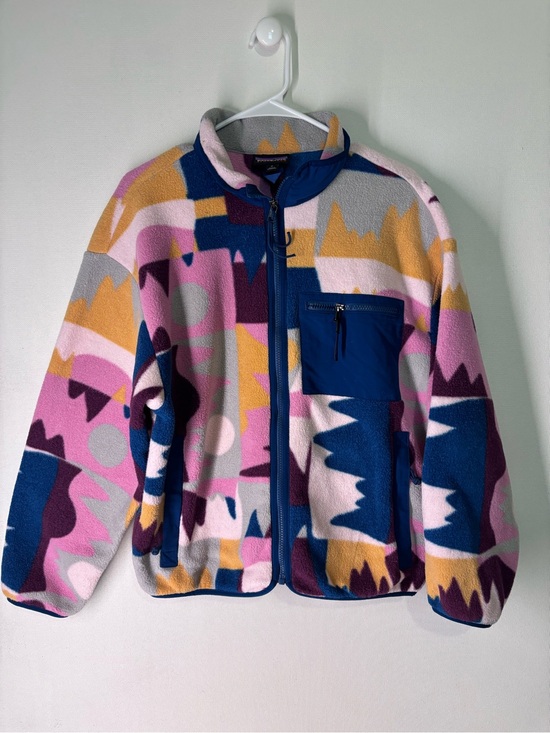 Patagonia Jackets & Blazers - Patagonia Multicolor Abstract Puffer Jacket - Pink, Blue, Yellow
